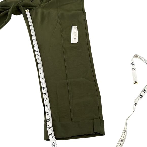 A New Day Ankle Pants Olive Army Green Rolled Cuffs Center Seam High Rise - Picture 10 of 11